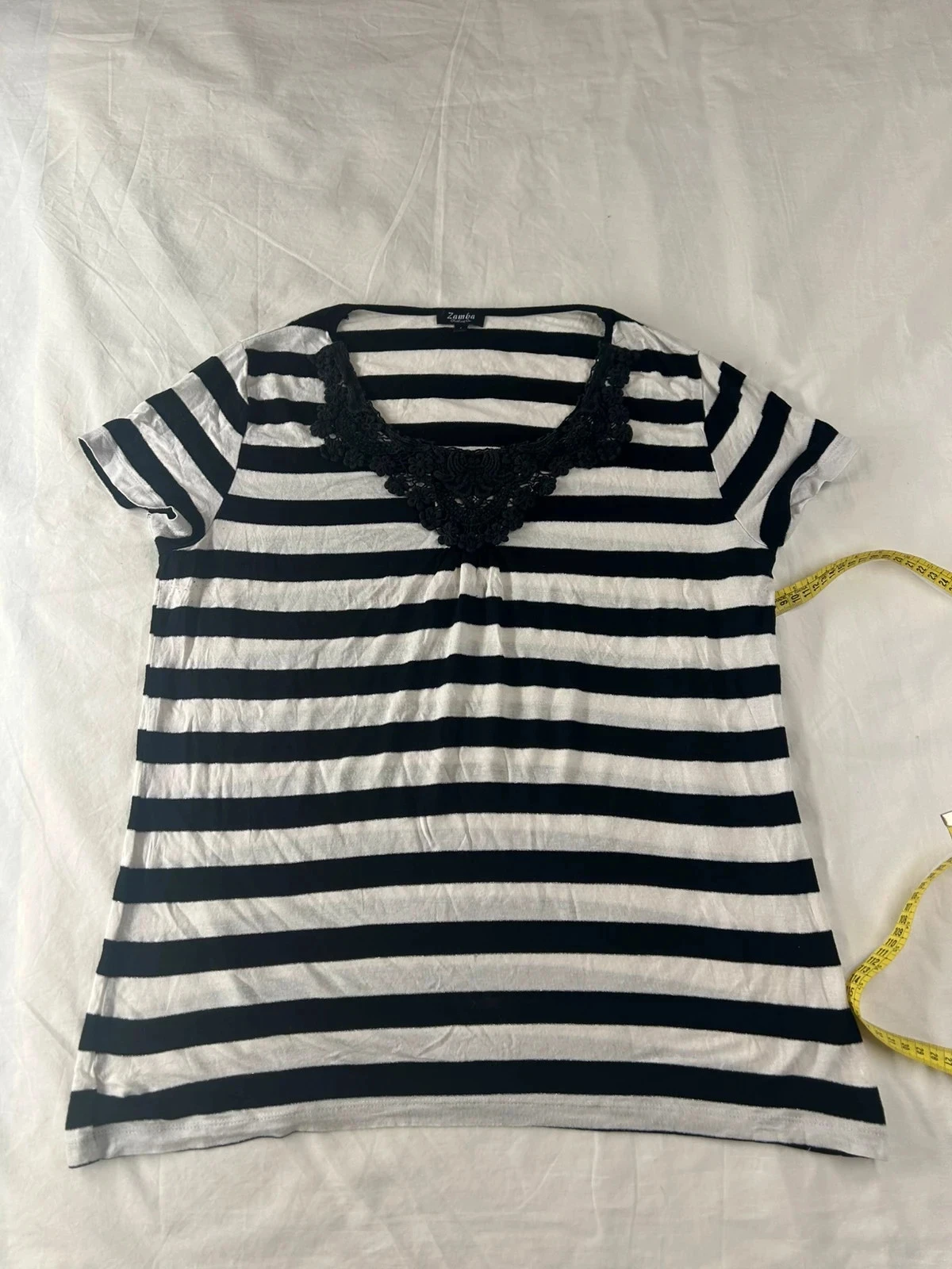 T-shirt à rayures blanc noir zamba